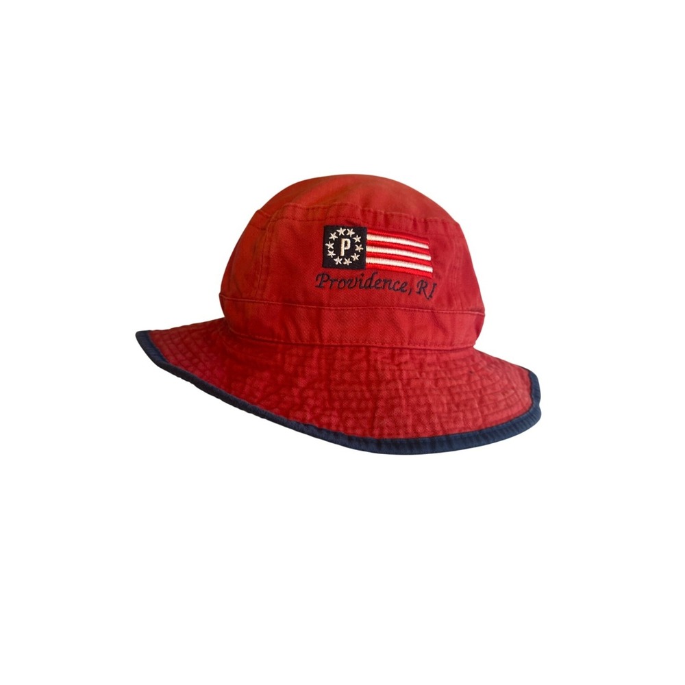 Fahrenheit Fashion Headwear Red Bucket Hat L/XL Cotton Providence RI Embroidered